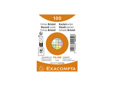 EXACOMPTA Fiches bristol, A7, ligné, jaune