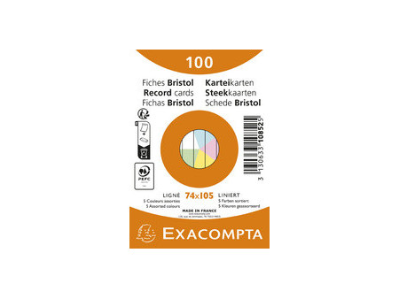 EXACOMPTA Fiches bristol, A7, ligné, jaune