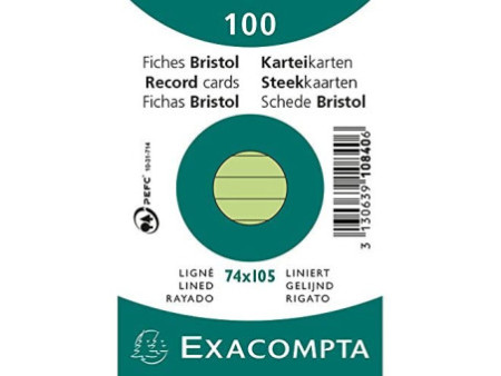 EXACOMPTA Fiches bristol, A7, ligné, vert