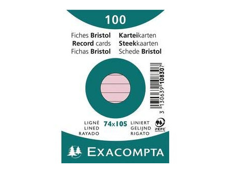 EXACOMPTA Fiches bristol, A7, ligné, rose