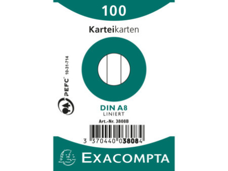 EXACOMPTA Fiches bristol, A7, ligné, blanc