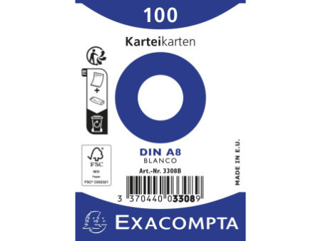 EXACOMPTA Fiches bristol, A8, uni, blanc