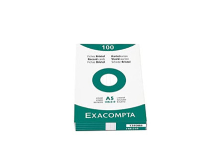 EXACOMPTA Fiches bristol, A8, ligné, blanc