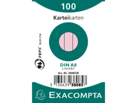 EXACOMPTA Fiches bristol, A8, ligné, rose