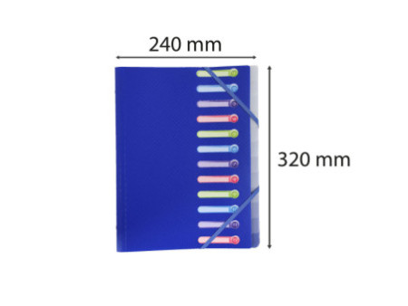 EXACOMPTA Trieur, A4, PP, 12 compartiments, assorti
