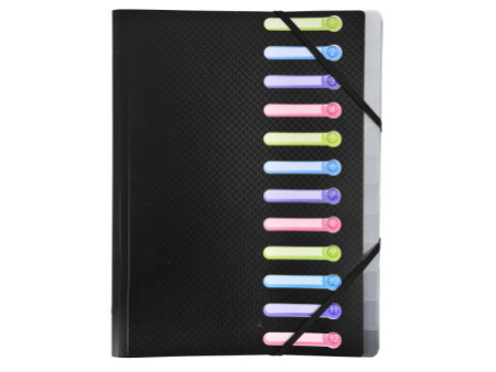 EXACOMPTA Trieur, A4, PP, 12 compartiments, assorti