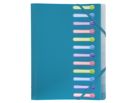 EXACOMPTA Trieur, A4, PP, 12 compartiments, assorti