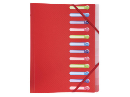 EXACOMPTA Trieur, A4, PP, 12 compartiments, assorti