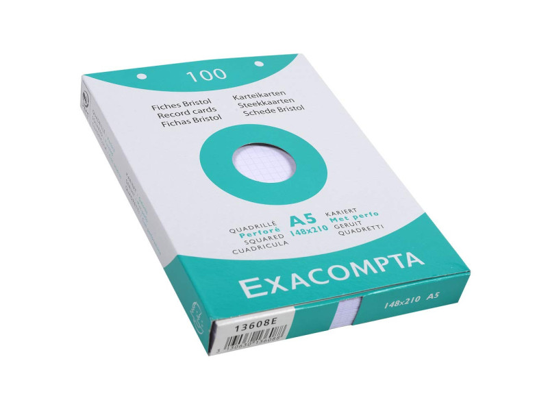 EXACOMPTA Fiches bristol, A5, quadrillé, blanc