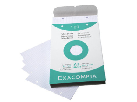 EXACOMPTA Fiches bristol, A5, quadrillé, blanc