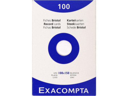 EXACOMPTA Fiches bristol, 100 x 150 mm, uni, blanc