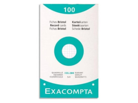 EXACOMPTA Fiches bristol, 125 x 200 mm, quadrillé, blanc
