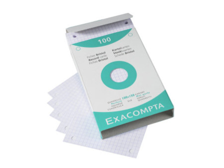 EXACOMPTA Fiches bristol, 125 x 200 mm, quadrillé, blanc