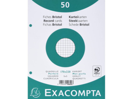 EXACOMPTA Fiches bristol, 170 x220 mm, quadrillé, blanc
