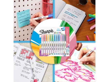 Sharpie Marqueur créatif S-NOTE, carte blister de 12