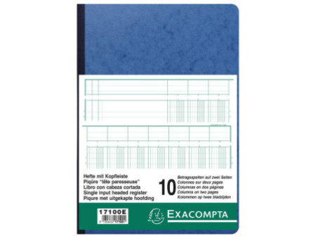 EXACOMPTA Piqûre tête paresseuse, 10 colonnes sur 2 pages