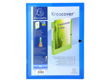EXACOMPTA Boîte de classement Kreacover, A4, PP, 40 mm, bleu