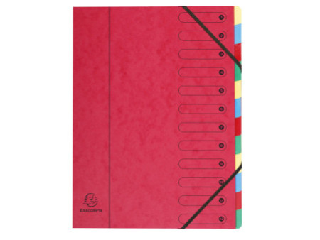 EXACOMPTA Trieur Harmonika, carton, 12 compartiments,assorti