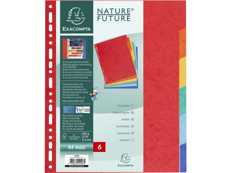 EXACOMPTA Intercalaires en carton, A4+, 6 touches
