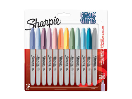 Sharpie Marqueur permanent FINE MYSTIC GEMS, blister de 12