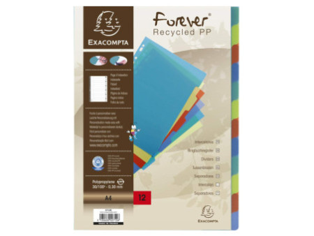 EXACOMPTA Intercalaires en plastique, uni, A4, 12 touches