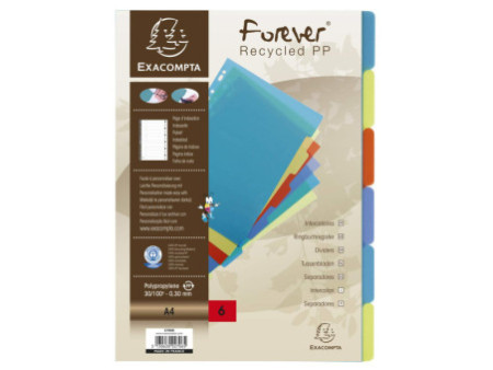 EXACOMPTA Intercalaires en plastique, uni, A4, 6 touches