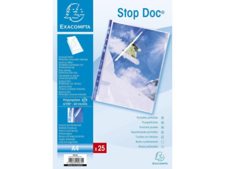 EXACOMPTA Pochette perforée Stop Doc, A4, PP, transparent