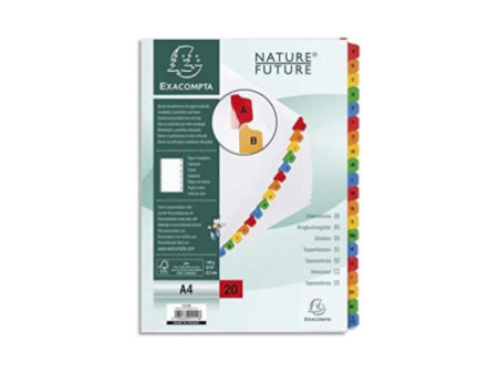 EXACOMPTA Intercalaires carton A-Z, A4, 20 touches, blanc