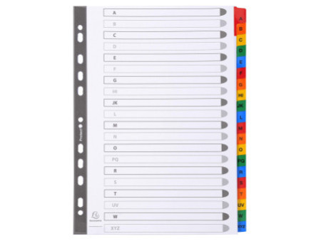 EXACOMPTA Intercalaires carton A-Z, A4, 20 touches, blanc
