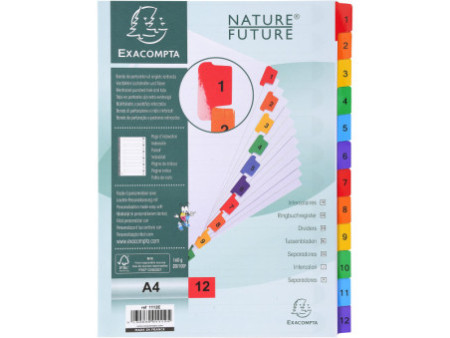 EXACOMPTA Intercalaires en carton 1-12, A4, 12 touches