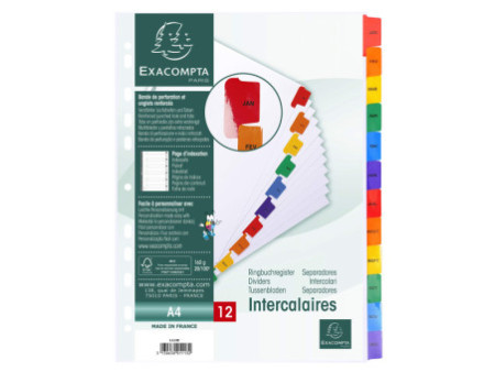 EXACOMPTA Intercalaires mensuels Janvier-Décembre, A4