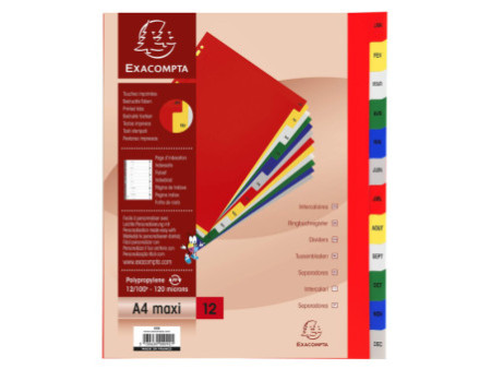 EXACOMPTA Intercalaires mensuels Janvier-Décembre, A4+