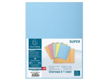 EXACOMPTA Chemise 1 rabat SUPER 160, A4, bleu clair