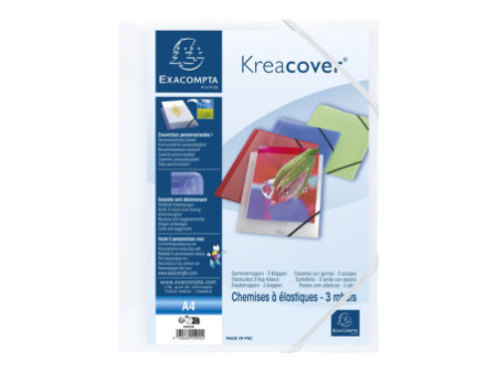 EXACOMPTA Chemise à élastiques Kreacover, A4, PP, blanc