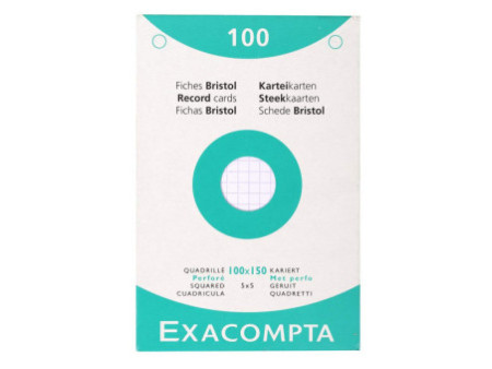EXACOMPTA Fiches bristol, 100 x 150 mm, quadrillé, blanc