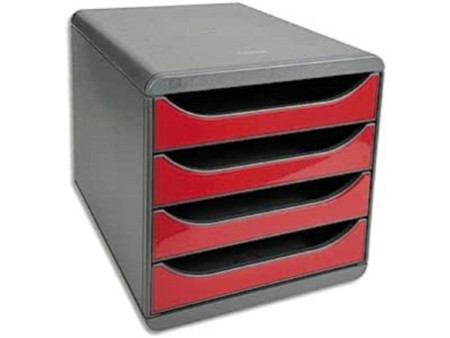 EXACOMPTA Module de classement BIG-BOX, 4 tiroirs, rouge