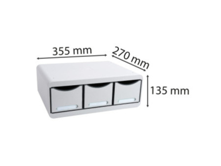 EXACOMPTA Module de classement TOOLBOX MAXI, 3 tiroirs, gris