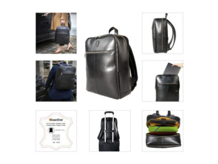 EXACOMPTA Sac à dos ordinateur EXACTIVE, cuir, noir