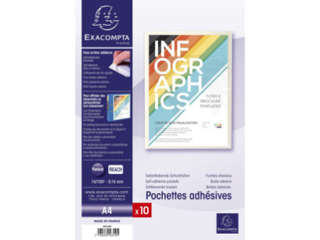 EXACOMPTA Pochette adhésive, A4, cristal transparent