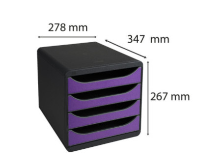 EXACOMPTA Module de classement BIG-BOX, 4 tiroirs, violet