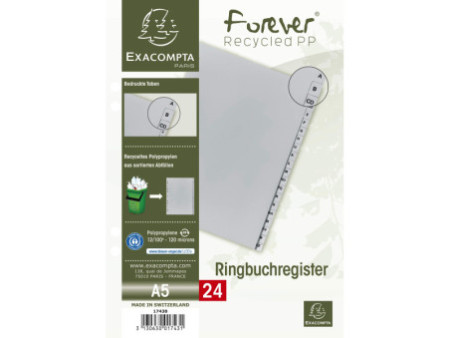 EXACOMPTA Intercalaire en plastique, A-Z, A5, 24 touches