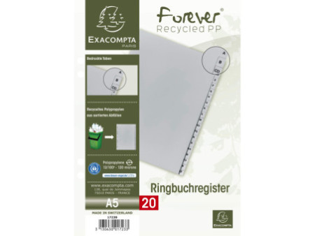 EXACOMPTA Intercalaire en plastique, A-Z, 2/3 A4, 20 touches