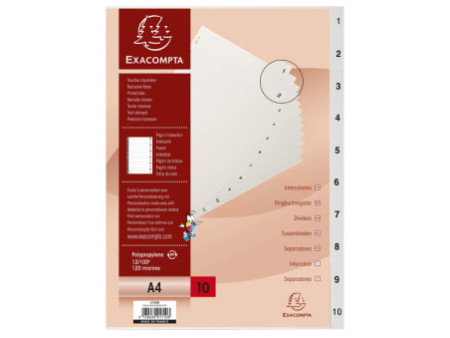 EXACOMPTA Intercalaire numérique en plastique, A4, gris