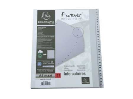 EXACOMPTA Intercalaire numérique en plastique, A4+, gris