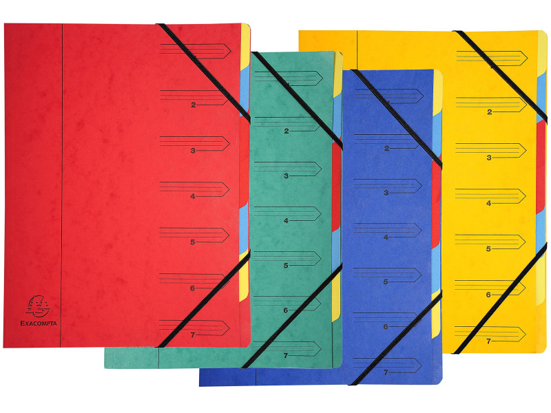 EXACOMPTA Trieur, A4, carton, 7 compartiments, assorti