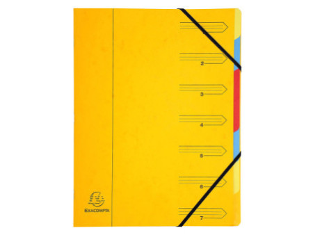 EXACOMPTA Trieur, A4, carton, 7 compartiments, assorti