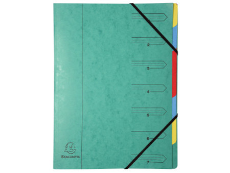 EXACOMPTA Trieur, A4, carton, 7 compartiments, assorti