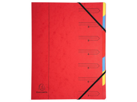 EXACOMPTA Trieur, A4, carton, 7 compartiments, assorti