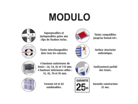 EXACOMPTA Module de classement MODULO A4, 5 tiroirs ouverts