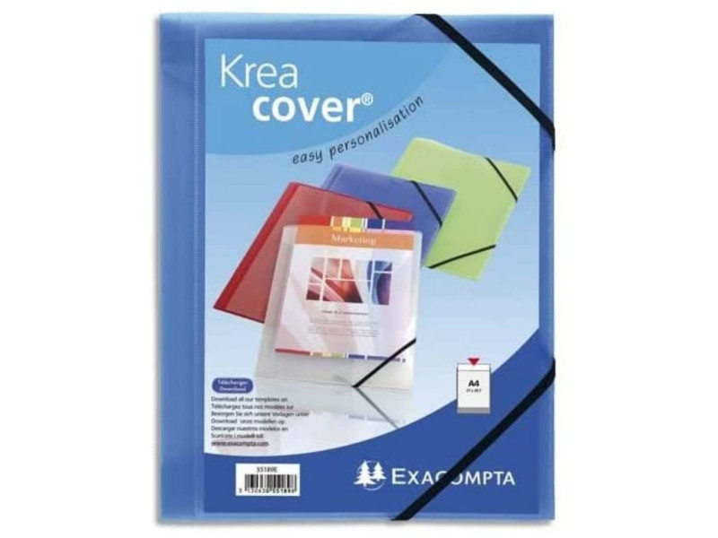EXACOMPTA Chemise à élastiques Kreacover, PP, A4, bleu